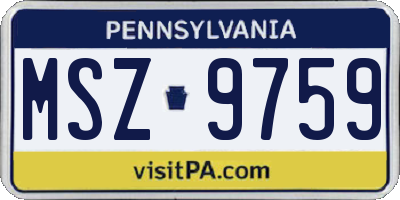 PA license plate MSZ9759