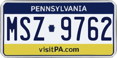 PA license plate MSZ9762
