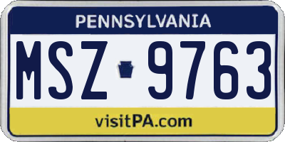PA license plate MSZ9763