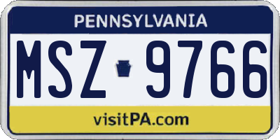 PA license plate MSZ9766