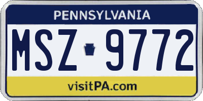 PA license plate MSZ9772