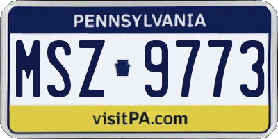 PA license plate MSZ9773