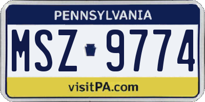 PA license plate MSZ9774