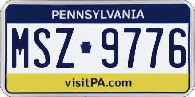 PA license plate MSZ9776