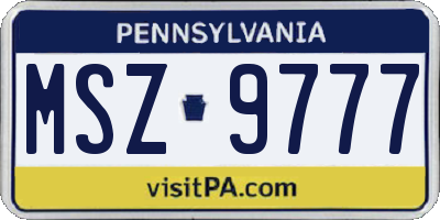 PA license plate MSZ9777