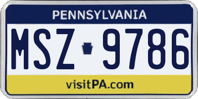 PA license plate MSZ9786