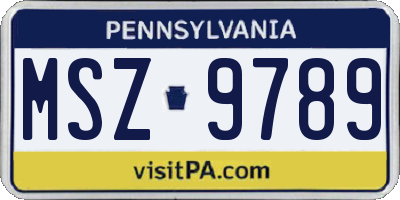 PA license plate MSZ9789