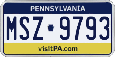 PA license plate MSZ9793
