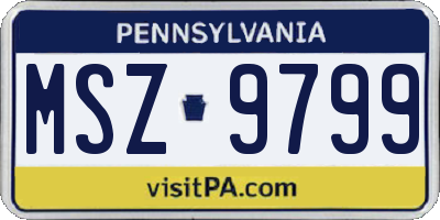 PA license plate MSZ9799