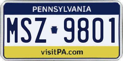 PA license plate MSZ9801