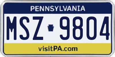 PA license plate MSZ9804