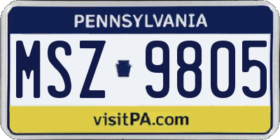 PA license plate MSZ9805
