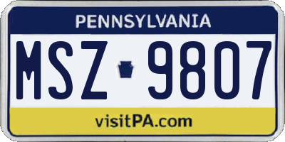 PA license plate MSZ9807