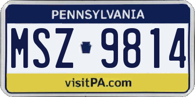PA license plate MSZ9814