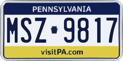 PA license plate MSZ9817