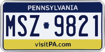 PA license plate MSZ9821