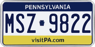 PA license plate MSZ9822