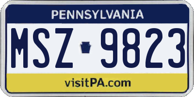 PA license plate MSZ9823
