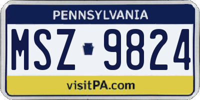 PA license plate MSZ9824