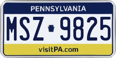 PA license plate MSZ9825