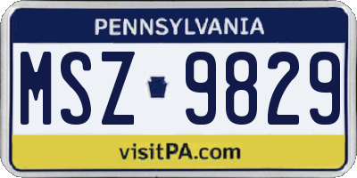 PA license plate MSZ9829