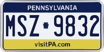 PA license plate MSZ9832