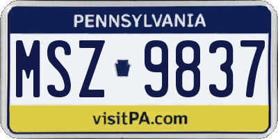 PA license plate MSZ9837