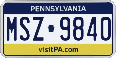 PA license plate MSZ9840