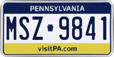 PA license plate MSZ9841