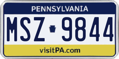 PA license plate MSZ9844