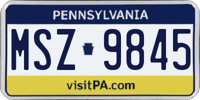 PA license plate MSZ9845