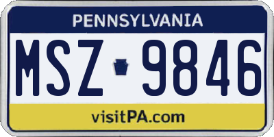 PA license plate MSZ9846