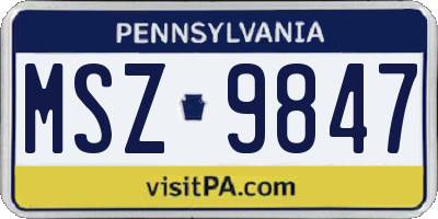 PA license plate MSZ9847