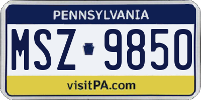 PA license plate MSZ9850