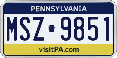 PA license plate MSZ9851