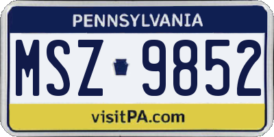 PA license plate MSZ9852