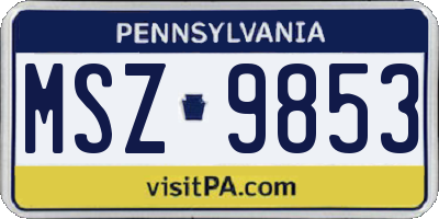 PA license plate MSZ9853