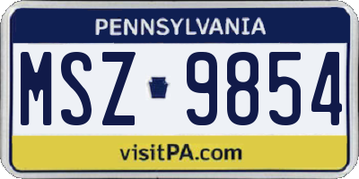 PA license plate MSZ9854