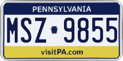 PA license plate MSZ9855