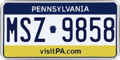 PA license plate MSZ9858