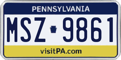 PA license plate MSZ9861