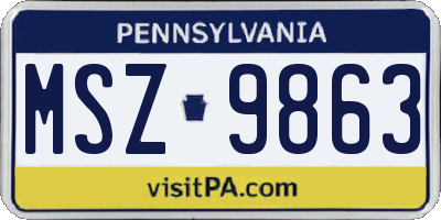PA license plate MSZ9863