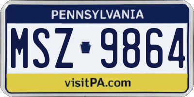 PA license plate MSZ9864