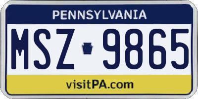 PA license plate MSZ9865