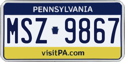 PA license plate MSZ9867