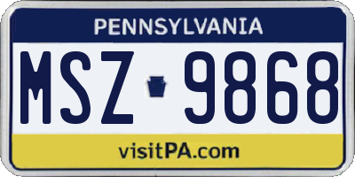 PA license plate MSZ9868