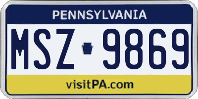 PA license plate MSZ9869