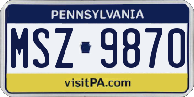 PA license plate MSZ9870