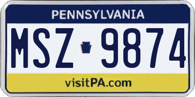 PA license plate MSZ9874
