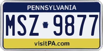 PA license plate MSZ9877